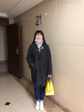 「RAY CASSIN（レイカズン）のアイテム（チェスターコート）」を使った、ジェーン ちゃんさん（レディース・158cm）の冬コーディネート