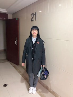 「RAY CASSIN（レイカズン）のアイテム（チェスターコート）」を使った、ジェーン ちゃんさん（レディース・158cm）の春コーディネート