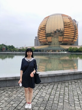 「The Cambridge Satchel Company（ケンブリッジサッチェル）のアイテム（ショルダーバッグ）」を使った、ジェーン ちゃんさん（レディース・158cm）の夏コーディネート