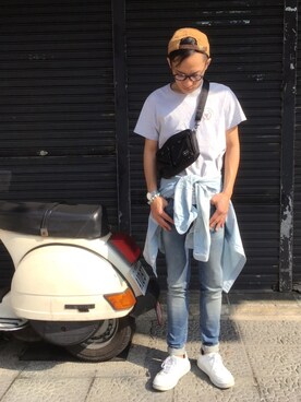 「Timberland（ティンバーランド）のアイテム（帽子）」を使った、Hsingさん（メンズ・165cm）の冬コーディネート