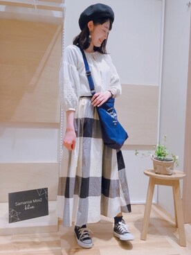 「Samansa Mos2 blue（サマンサモスモスブルー）のアイテム（ハンチング/ベレー帽）」を使った、  n a oさん（レディース・158cm）の春コーディネート