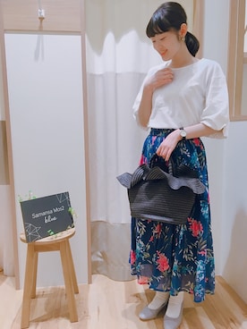 「Samansa Mos2 blue」｜「アイテム（パンプス）」を使った、  n a oさん（レディース・158cm）の春コーディネート
