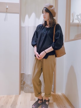 「スカラップ」｜「アイテム（ハンチング/ベレー帽）」を使った、  n a oさん（レディース・158cm）の夏コーディネート