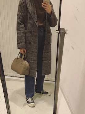 「ブラウンコーデ」｜「アイテム（ダッフルコート）」を使った、akarinsさん（レディース・159cm）の冬コーディネート
