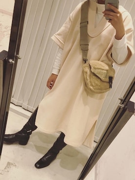 「VINTAGE（ヴィンテージ）のアイテム（バッグ）」を使った、akarinsさん（レディース・159cm）の冬コーディネート