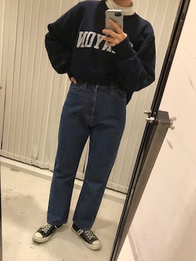 「VINTAGE（ヴィンテージ）のアイテム（スニーカー）」を使った、akarinsさん（レディース・159cm）の冬コーディネート