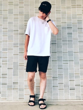 「NUMERALS（ヌメラルズ）のアイテム（帽子）」を使った、Ryoooさん（メンズ・177cm）の夏コーディネート