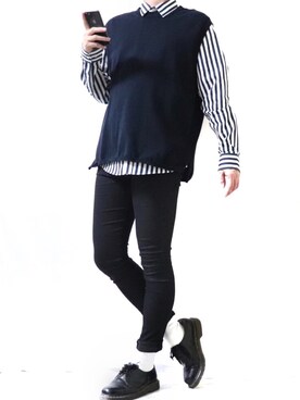「Dr. Martens（ドクターマーチン）のDr.Martens / ドクターマーチン 1461 3EYE GIBSON SHOE 3ホール ギブソン シューズ ブーツ（ブーツ）」を使った、Ryoooさん（メンズ・177cm）の春コーディネート