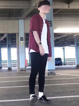 「Dr. Martens（ドクターマーチン）のDr.Martens / ドクターマーチン 1461 3EYE GIBSON SHOE 3ホール ギブソン シューズ ブーツ（ブーツ）」を使った、Ryoooさん（メンズ・178cm）の夏コーディネート