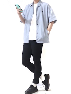 「Dr. Martens（ドクターマーチン）のDr.Martens / ドクターマーチン 1461 3EYE GIBSON SHOE 3ホール ギブソン シューズ ブーツ（ブーツ）」を使った、Ryoooさん（メンズ・178cm）の夏コーディネート
