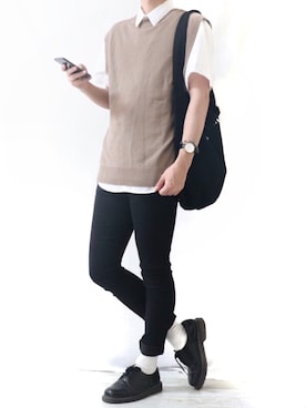 「Dr. Martens（ドクターマーチン）のDr.Martens / ドクターマーチン 1461 3EYE GIBSON SHOE 3ホール ギブソン シューズ ブーツ（ブーツ）」を使った、Ryoooさん（メンズ・177cm）の夏コーディネート