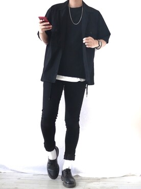 「Dr. Martens（ドクターマーチン）のDr.Martens / ドクターマーチン 1461 3EYE GIBSON SHOE 3ホール ギブソン シューズ ブーツ（ブーツ）」を使った、Ryoooさん（メンズ・178cm）の夏コーディネート