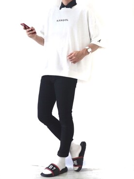 「Guess（ゲス）のアイテム（サンダル）」を使った、Ryoooさん（メンズ・178cm）の夏コーディネート