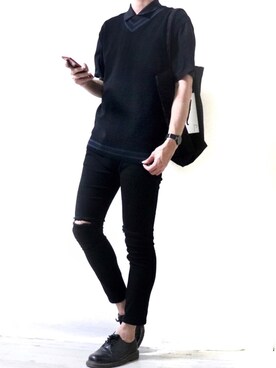 「Dr. Martens（ドクターマーチン）のDr.Martens / ドクターマーチン 1461 3EYE GIBSON SHOE 3ホール ギブソン シューズ ブーツ（ブーツ）」を使った、Ryoooさん（メンズ・177cm）の夏コーディネート