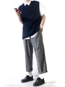 「Dr. Martens（ドクターマーチン）のDr.Martens / ドクターマーチン 1461 3EYE GIBSON SHOE 3ホール ギブソン シューズ ブーツ（ブーツ）」を使った、Ryoooさん（メンズ・177cm）の夏コーディネート