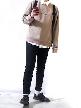 「Dr. Martens（ドクターマーチン）のDr.Martens / ドクターマーチン 1461 3EYE GIBSON SHOE 3ホール ギブソン シューズ ブーツ（ブーツ）」を使った、Ryoooさん（メンズ・178cm）の秋コーディネート