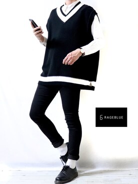 「Dr. Martens（ドクターマーチン）のDr.Martens / ドクターマーチン 1461 3EYE GIBSON SHOE 3ホール ギブソン シューズ ブーツ（ブーツ）」を使った、Ryoooさん（メンズ・178cm）の秋コーディネート