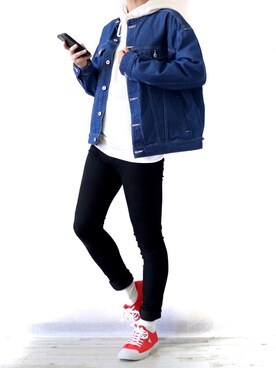 「Guess（ゲス）のアイテム（スニーカー）」を使った、Ryoooさん（メンズ・178cm）の秋コーディネート