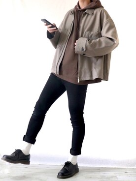 「Dr. Martens（ドクターマーチン）のDr.Martens / ドクターマーチン 1461 3EYE GIBSON SHOE 3ホール ギブソン シューズ ブーツ（ブーツ）」を使った、Ryoooさん（メンズ・178cm）の秋コーディネート