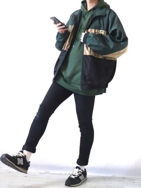 「KANGOL（カンゴール）のアイテム（ナイロンジャケット）」を使った、Ryoooさん（メンズ・178cm）の冬コーディネート