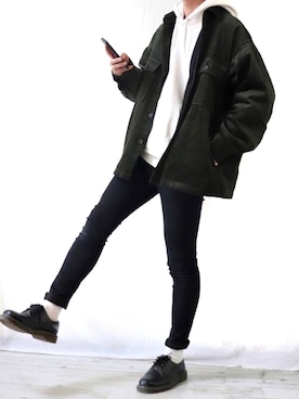 「Dr. Martens（ドクターマーチン）のDr.Martens / ドクターマーチン 1461 3EYE GIBSON SHOE 3ホール ギブソン シューズ ブーツ（ブーツ）」を使った、Ryoooさん（メンズ・178cm）の冬コーディネート