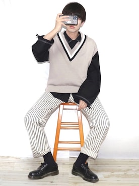 「Dr. Martens（ドクターマーチン）のDr.Martens / ドクターマーチン 1461 3EYE GIBSON SHOE 3ホール ギブソン シューズ ブーツ（ブーツ）」を使った、Ryoooさん（メンズ・178cm）の春コーディネート