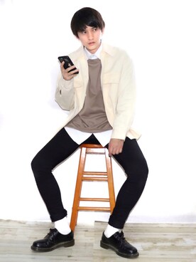 「Dr. Martens（ドクターマーチン）のDr.Martens / ドクターマーチン 1461 3EYE GIBSON SHOE 3ホール ギブソン シューズ ブーツ（ブーツ）」を使った、Ryoooさん（メンズ・178cm）の春コーディネート