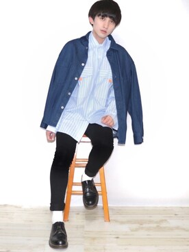 「Dr. Martens（ドクターマーチン）のDr.Martens / ドクターマーチン 1461 3EYE GIBSON SHOE 3ホール ギブソン シューズ ブーツ（ブーツ）」を使った、Ryoooさん（メンズ・178cm）の春コーディネート