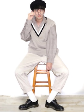 「Dr. Martens（ドクターマーチン）のDr.Martens / ドクターマーチン 1461 3EYE GIBSON SHOE 3ホール ギブソン シューズ ブーツ（ブーツ）」を使った、Ryoooさん（メンズ・178cm）の春コーディネート