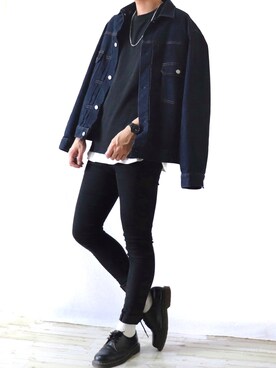 「Dr. Martens（ドクターマーチン）のDr.Martens / ドクターマーチン 1461 3EYE GIBSON SHOE 3ホール ギブソン シューズ ブーツ（ブーツ）」を使った、Ryoooさん（メンズ・178cm）の春コーディネート