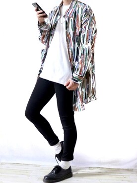 「Dr. Martens（ドクターマーチン）のDr.Martens / ドクターマーチン 1461 3EYE GIBSON SHOE 3ホール ギブソン シューズ ブーツ（ブーツ）」を使った、Ryoooさん（メンズ・178cm）の春コーディネート