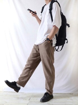 「Dr. Martens（ドクターマーチン）のDr.Martens / ドクターマーチン 1461 3EYE GIBSON SHOE 3ホール ギブソン シューズ ブーツ（ブーツ）」を使った、Ryoooさん（メンズ・178cm）の夏コーディネート