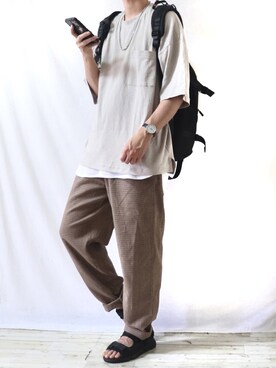 「GRADE（グレイド）のアイテム（バッグ）」を使った、Ryoooさん（メンズ・178cm）の夏コーディネート