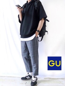 パーカーを使った 全身gu のメンズ人気ファッションコーディネート Wear