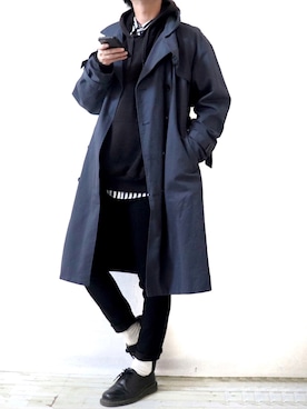 「ロールアップ」｜「アイテム（トレンチコート）」を使った、Ryoooさん（メンズ・178cm）の冬コーディネート