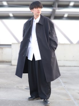 「バルーンパンツ」｜「アイテム（ステンカラーコート）」を使った、Ryoooさん（メンズ・178cm）の春コーディネート