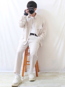 「オールホワイト」｜「アイテム（セットアップ）」を使った、Ryoooさん（メンズ・178cm）の春コーディネート