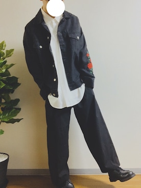 「WEGO（ウィゴー）のWEGO/ビッグシルエットシャツ（シャツ/ブラウス、ホワイト系）」を使った、かっつーさん（メンズ・170cm）の秋コーディネート