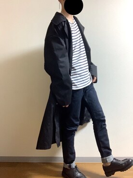 「Confirm（コンファーム）のアイテム（トレンチコート）」を使った、かっつーさん（メンズ・170cm）の冬コーディネート