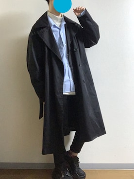「Confirm（コンファーム）のアイテム（トレンチコート）」を使った、かっつーさん（メンズ・170cm）の冬コーディネート