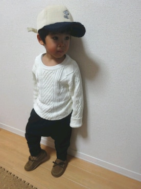 「コーデュロイキャップ」｜Haya#Meeeiさん（キッズ・90cm）の冬コーディネート