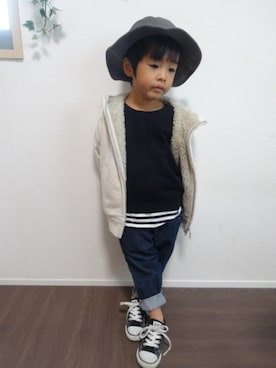 「裏ボア」｜「アイテム（その他）」を使った、Haya#Meeeiさん（キッズ・100cm）の秋コーディネート