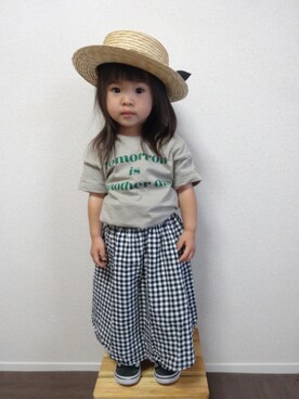 「ペーパーハット」｜「アイテム（その他）」を使った、Haya#Meeeiさん（キッズ・80cm）の春コーディネート