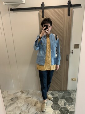 「MAISON FLANEUR（メゾンフラネウール）のアイテム」を使った、花mikiさん（メンズ・187cm）の冬コーディネート