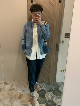 「MAISON FLANEUR（メゾンフラネウール）のアイテム」を使った、花mikiさん（メンズ・187cm）の冬コーディネート