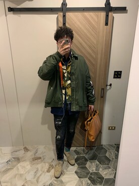 「MSGM（エムエスジーエム）のアイテム（シャツ/ブラウス）」を使った、花mikiさん（メンズ・187cm）の冬コーディネート