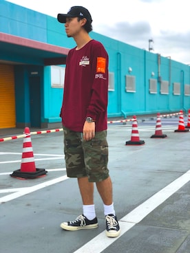 「AVIREX（アヴィレックス）のアイテム（キャップ）」を使った、アライマンさん（メンズ・180cm）の夏コーディネート