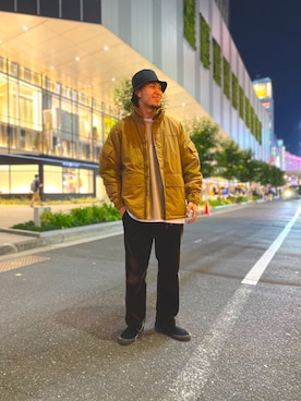 「USA」｜「アイテム（ジャケット/アウター）」を使った、アライマンさん（メンズ・180cm）の秋コーディネート