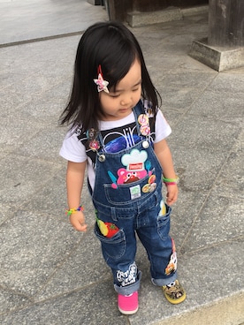 「JAM（ジャム）のアイテム（サロペット/オーバーオール）」を使った、IBU(*Ü*)و✩*.ﾟさん（キッズ・90cm）の秋コーディネート