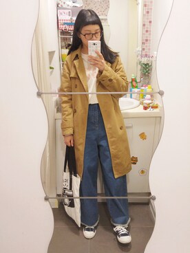 「FOREVER 21」｜「アイテム（トレンチコート）」を使った、evenさん（レディース・158cm）の春コーディネート